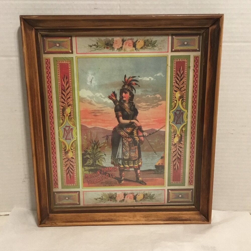 Antique tobacco advertising Maclin-Zimmer Tobacco Co. crate label framed